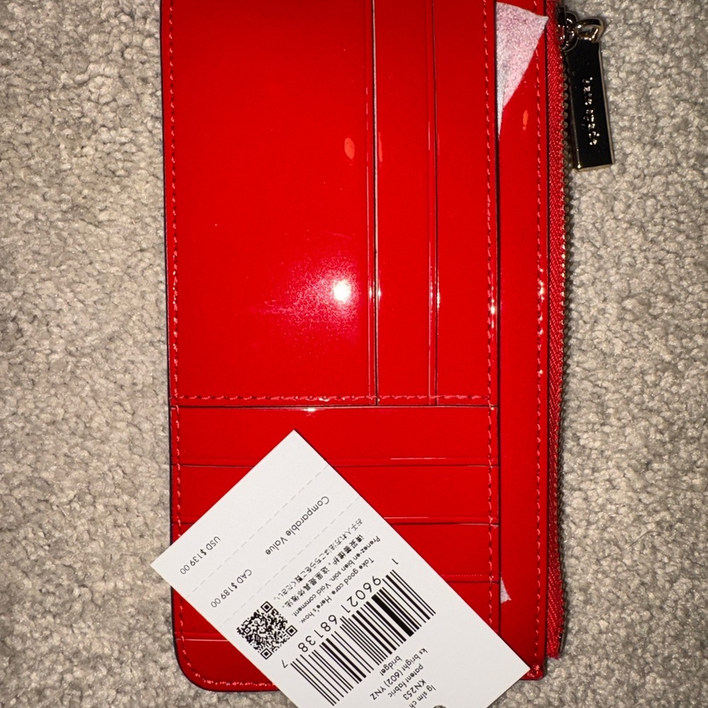 kate spade Patent Red Zip Card Wallet